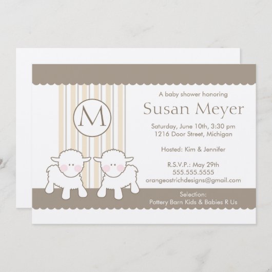 Uitnodiging baby shower - Twinden (Voorkant / Achterkant)