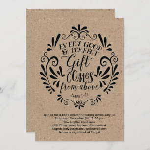 Uitnodiging Baby shower, Typografie op Kraft
