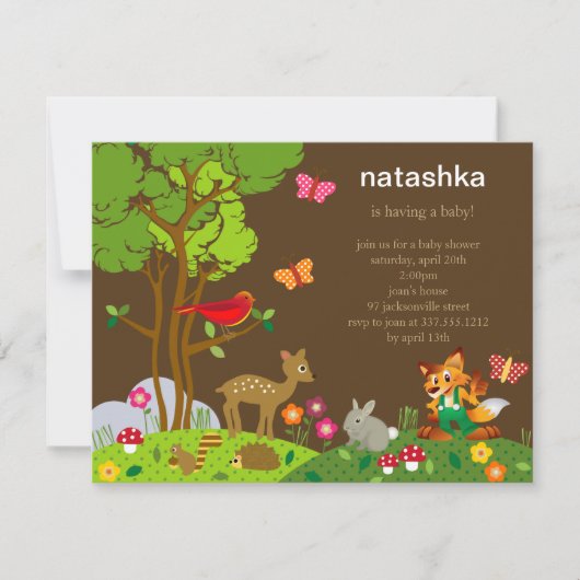 Uitnodiging Baby shower van Forest Friends (Voorkant)