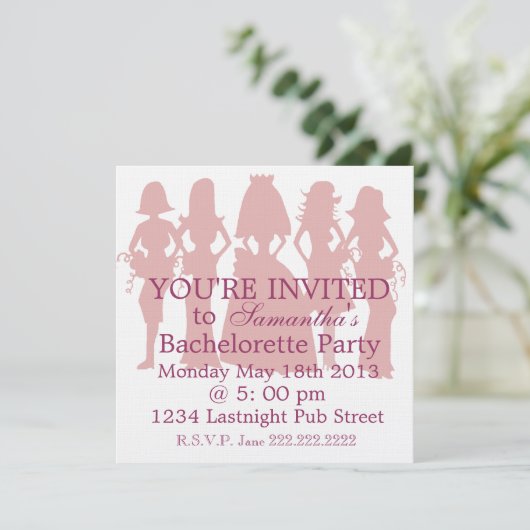 Uitnodiging Bachelorette (Staand voorkant)