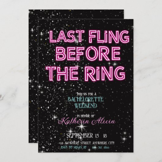 Uitnodiging Bachelorette (Voorkant / Achterkant)