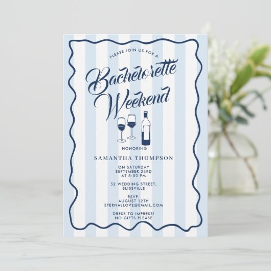 Uitnodiging Bachelorette-feest Bach-weekend wijn (Staand voorkant)