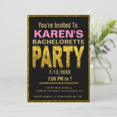 Uitnodiging Bachelorette | Glam (Staand voorkant)