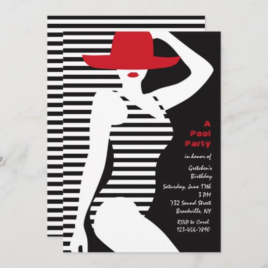 Uitnodiging badschone vrouw (Voorkant / Achterkant)