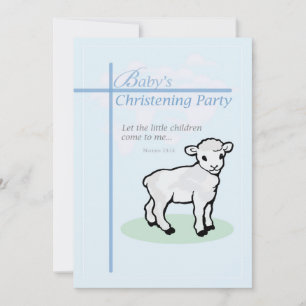 Uitnodiging baptisme Celebration Blue Boy Lamb