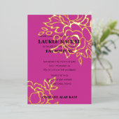 Uitnodiging Bat Mitzvah Goud Bloem op Elke Kleur (Staand Voorkant)