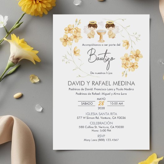 Uitnodiging Bautizo niños Doop Schattigee tweeling