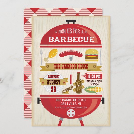 Uitnodiging BBQ-partij (Voorkant / Achterkant)