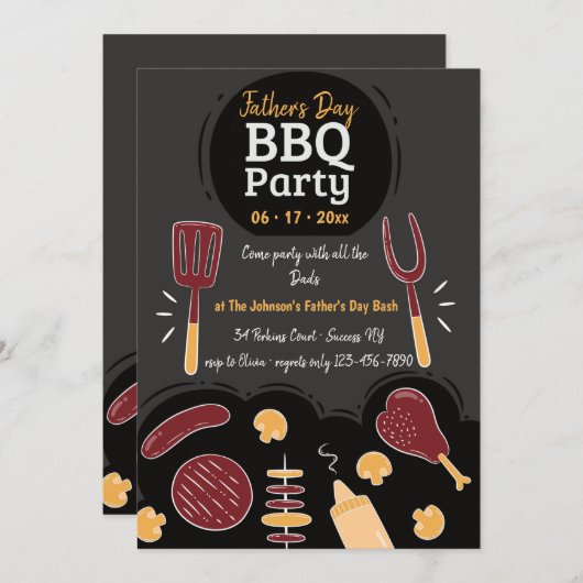 Uitnodiging BBQ-partij (Voorkant / Achterkant)