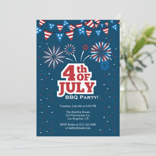 Uitnodiging BBQ-partij op 4 juli (Staand voorkant)