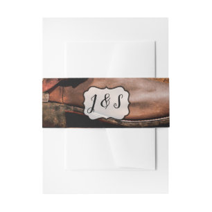 Uitnodiging Belly Band Cowboy laarzen Schuur Hout  Uitnodigingen Wikkel