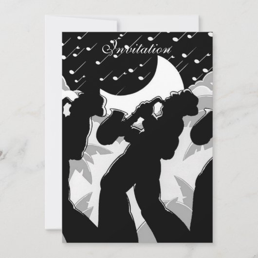 Uitnodiging Black and White Jazz (Voorkant)