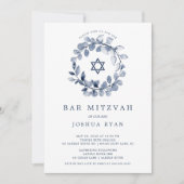 Uitnodiging Blauwe Blad Bar Mitswa (Voorkant)