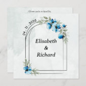 Uitnodiging "Blauwe Bloemen" (Voorkant / Achterkant)