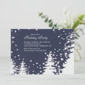 Uitnodiging blauwe en witte winterfeestdag (Staand voorkant)