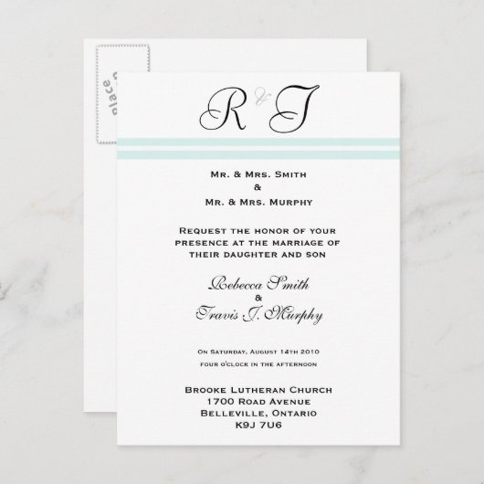 Uitnodiging - Blauwe lijn (Voorkant / Achterkant)