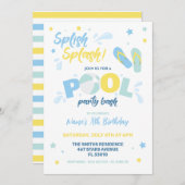 Uitnodiging Blauwe Zwembadfeest (Voorkant / Achterkant)