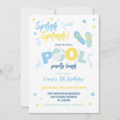 Uitnodiging Blauwe Zwembadfeestje (Voorkant)