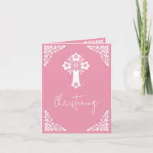 Uitnodiging Bloemen Kruis Doop Roze Roos