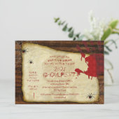 Uitnodiging Bloody Hand Halloween Party (Staand voorkant)