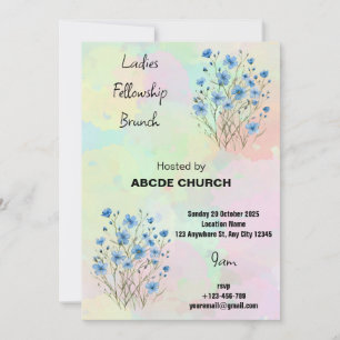Uitnodiging Blue Flower Ladies Fellowship Brunch