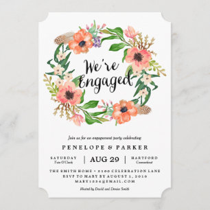 Uitnodiging Boho Wreath Engagement Party