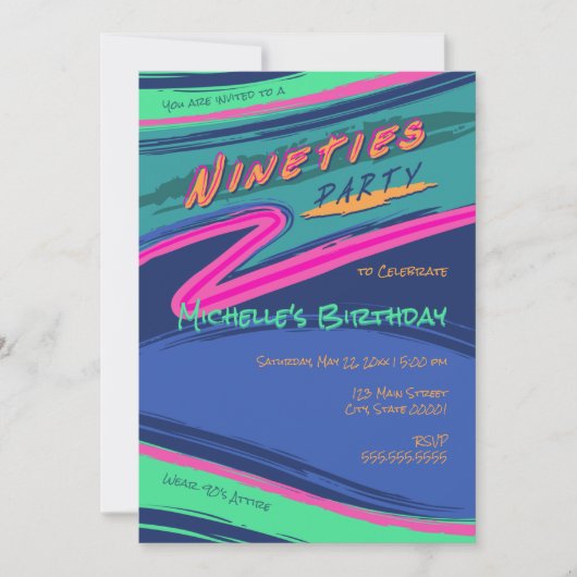 Uitnodiging Bold Nineties Feest (Voorkant)