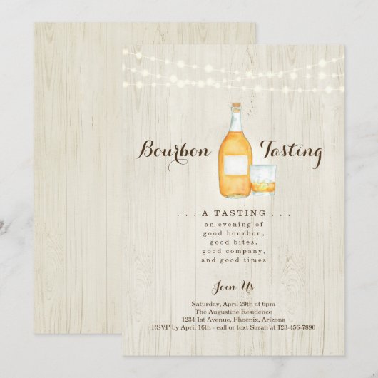 Uitnodiging Bourbon Proeverij Feest (Voorkant / Achterkant)