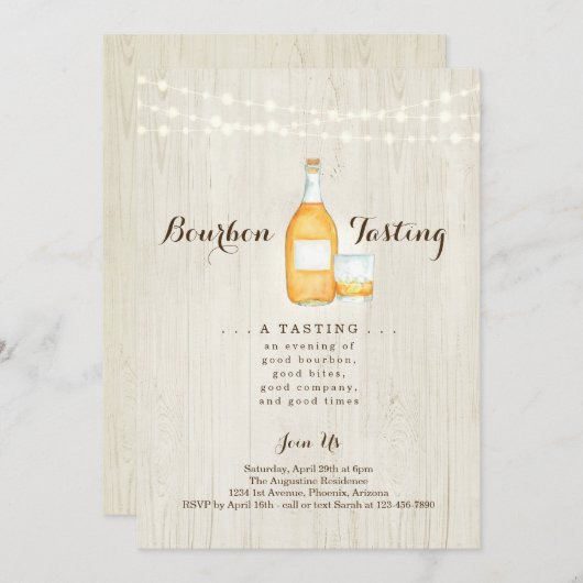 Uitnodiging Bourbon Tasting Party (Voorkant / Achterkant)