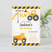 Uitnodiging Bouw Dump Truck (Staand voorkant)