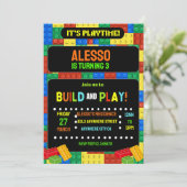 Uitnodiging Bouwstenen Digitale Kinderfeestje  (Staand voorkant)