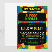 Uitnodiging Bouwstenen Digitale Kinderfeestje  (Voorkant / Achterkant)