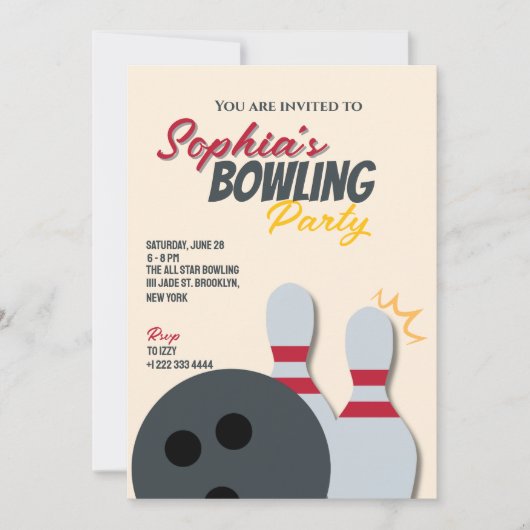 Uitnodiging Bowlingfeest (Voorkant)