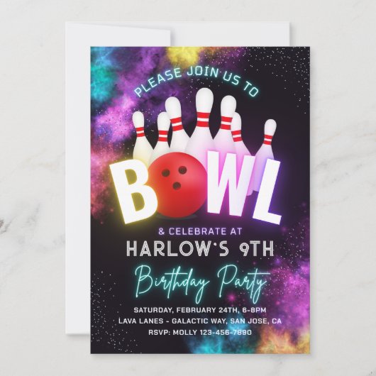 Uitnodiging Bowlingfeest voor Meisjes | Bowling Ui (Voorkant)