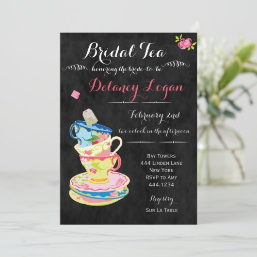 Uitnodiging Bridal Tea Party (Staand voorkant)