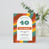 Uitnodiging briefkaart, 40e Verjaardag - retro dar (Staand voorkant)