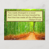 Uitnodiging Briefkaart - Robert Frost Roads Quote (Voorkant)