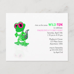 Uitnodiging Bright Green Gecko Birthday