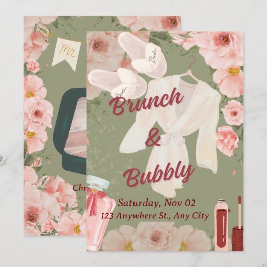 Uitnodiging bruidsbrunch (Voorkant / Achterkant)