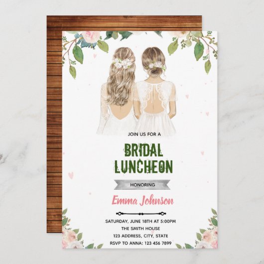 Uitnodiging bruidslunch (Voorkant / Achterkant)