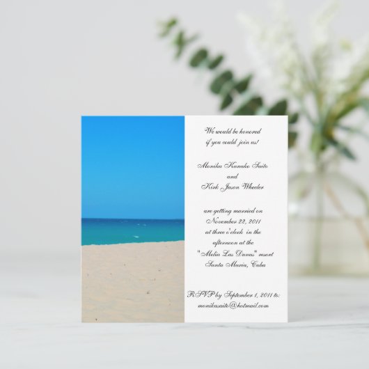 Uitnodiging bruiloft bestemming (Staand voorkant)