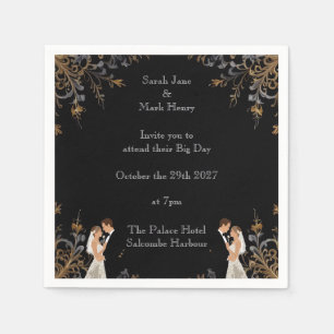 Uitnodiging Bruiloft lay-out die u kunt personalis Servet