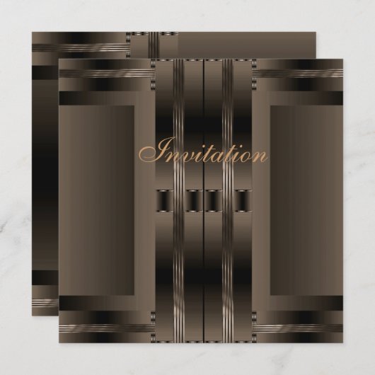 Uitnodiging bruin art Deco (Voorkant / Achterkant)