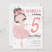 Uitnodiging Brunette Ballerina Birthday (Voorkant)