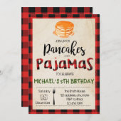 Uitnodiging Buffalo geruit pannenkoeken pyjama fee (Voorkant / Achterkant)