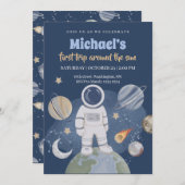 Uitnodiging buitenruimte 1st Boy Birthday (Voorkant / Achterkant)