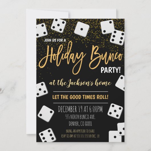 Uitnodiging Bunco-partij voor nieuwe jaren (Voorkant)