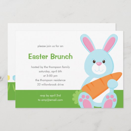 Uitnodiging bunny Easter (Voorkant / Achterkant)