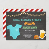 Uitnodiging burger bier baby thema (Voorkant / Achterkant)
