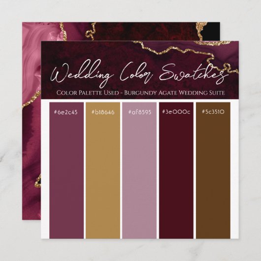 Uitnodiging Burgundy Agate Bruiloft Kleurenpalet (Voorkant / Achterkant)